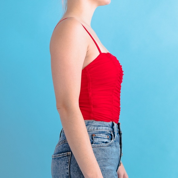 Red Ruched Bodysuit from Revolve Small - Picture 4 of 6